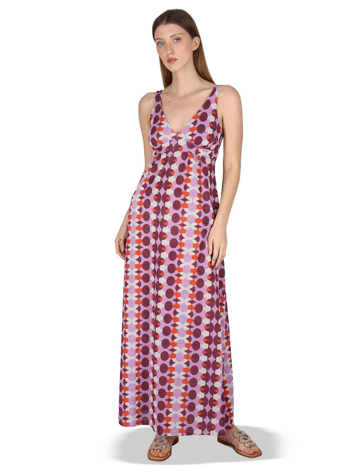 Abiti donna Empire Dress in jersey stampato bordeaux a fantasia JABAB0001-F1505-1261 4235 Justmine 