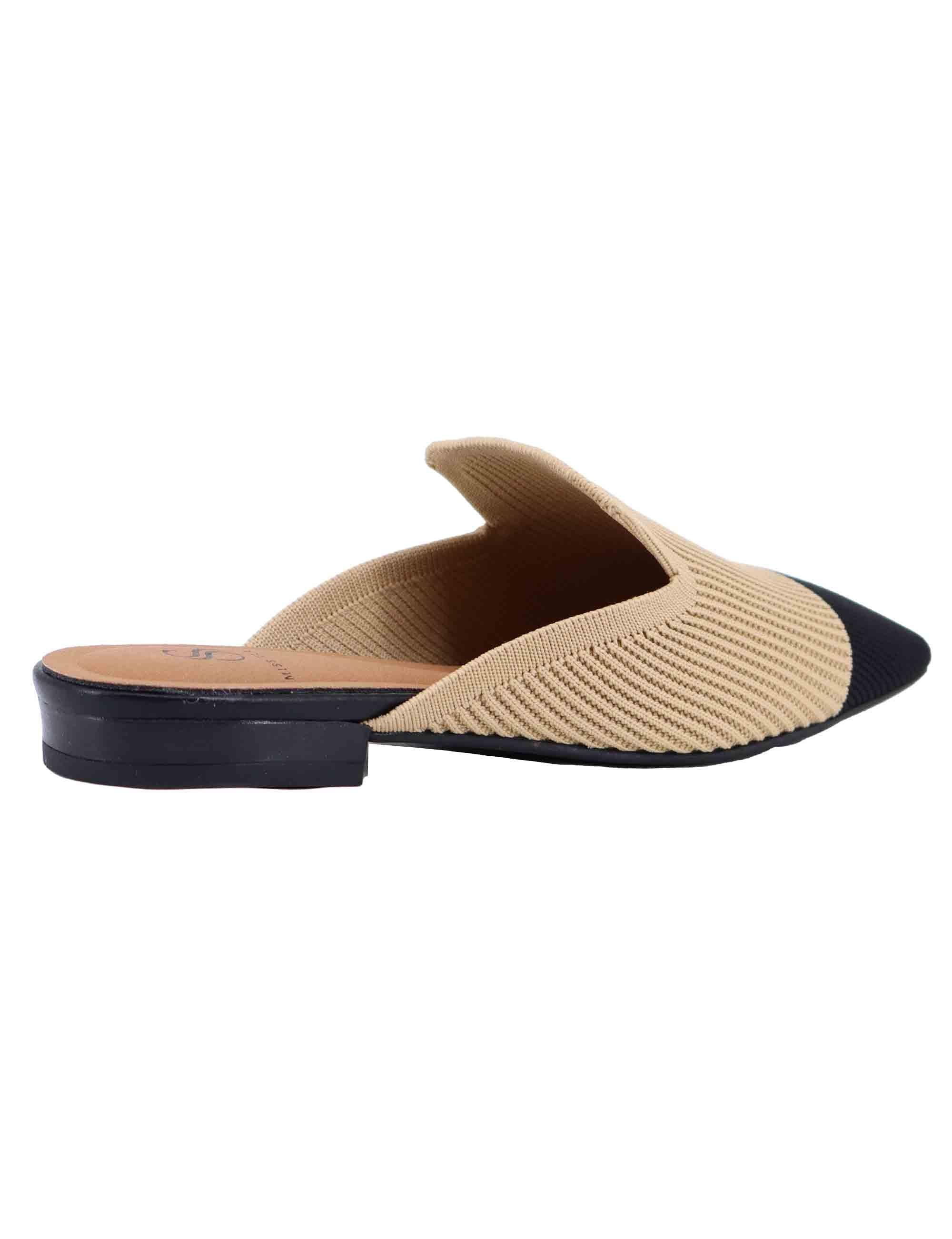 Mule donna in tessuto nero e camel 876427-65 72 Miss Elastic 