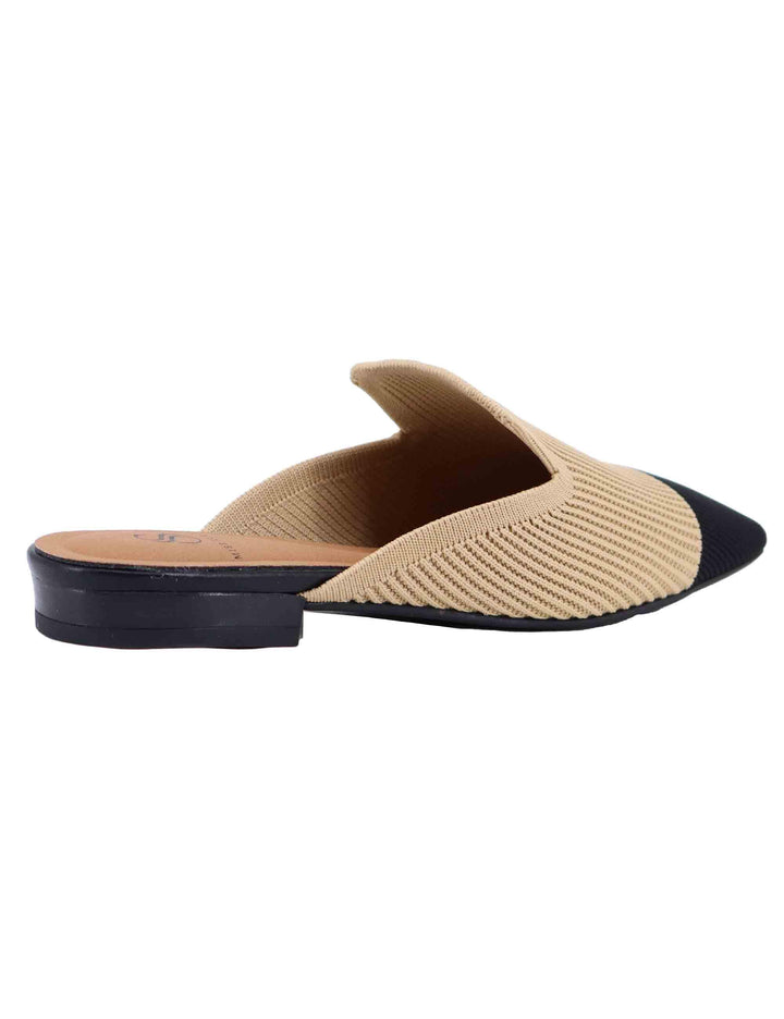 Mule donna in tessuto nero e camel 876427-65 72 Miss Elastic 