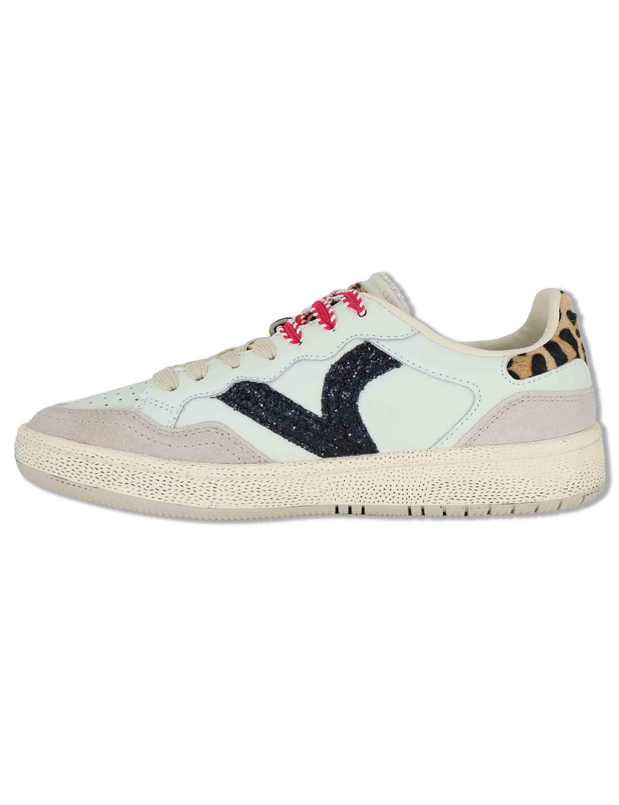 Sneakers donna Smesh in pelle bianca con riporti in contrasto 8806117 20_Blanco Victoria 