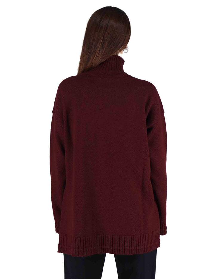 Maglioni donna Cachemire Merinos in misto cachemire bordeaux con collo alto JQ511274315 50022 Maliparmi 