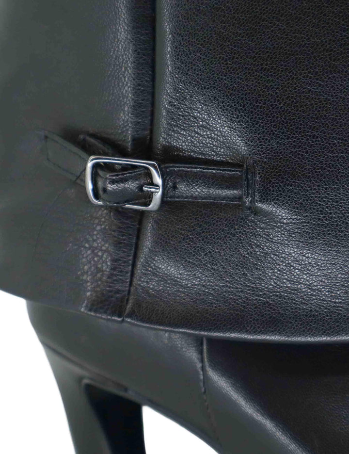 Stivaletti donna in pelle nera con ghetta e cinturino C462B 001 Les Venues 