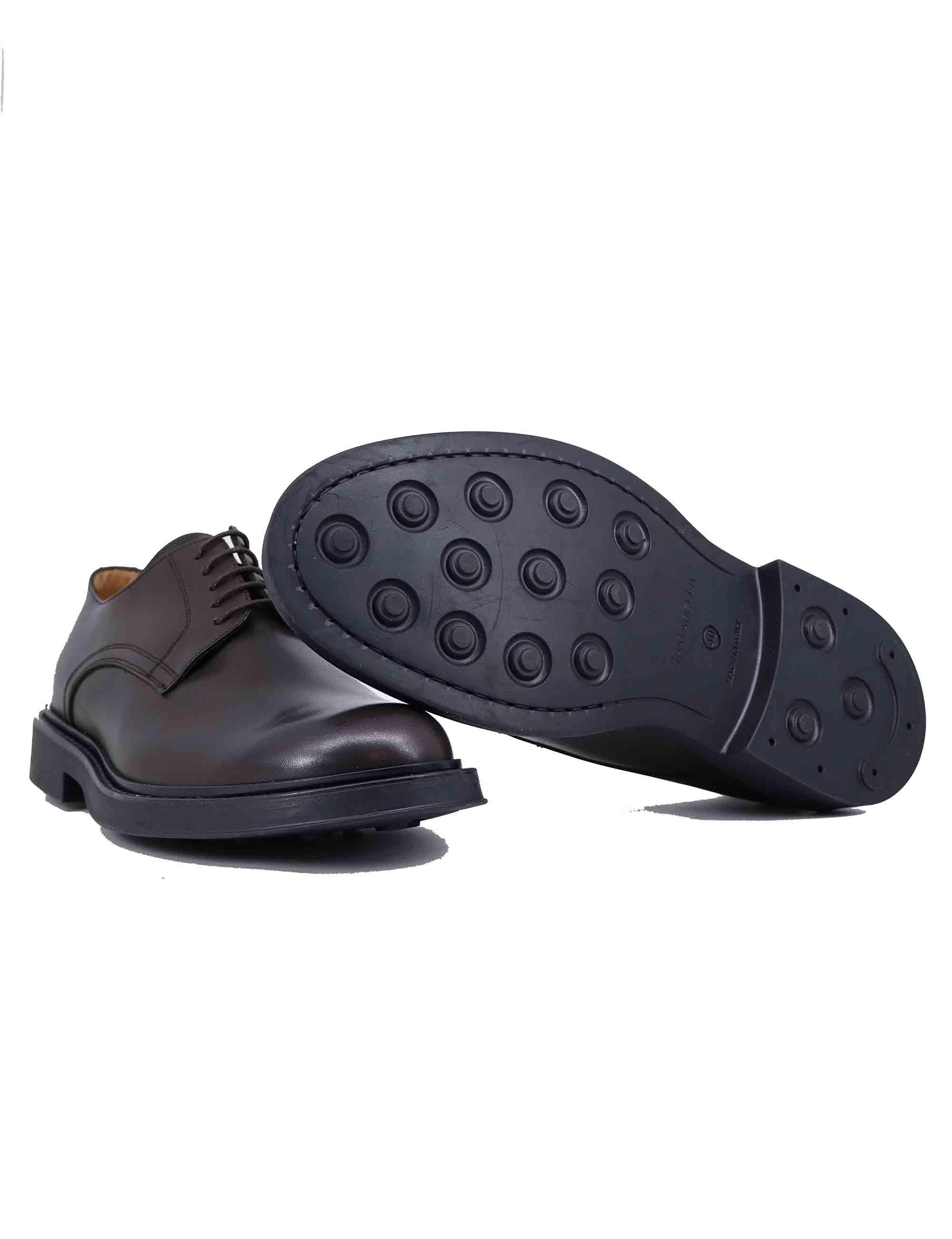 Stringate uomo in pelle marrone con suola in gomma SP02200 014 Spatarella 