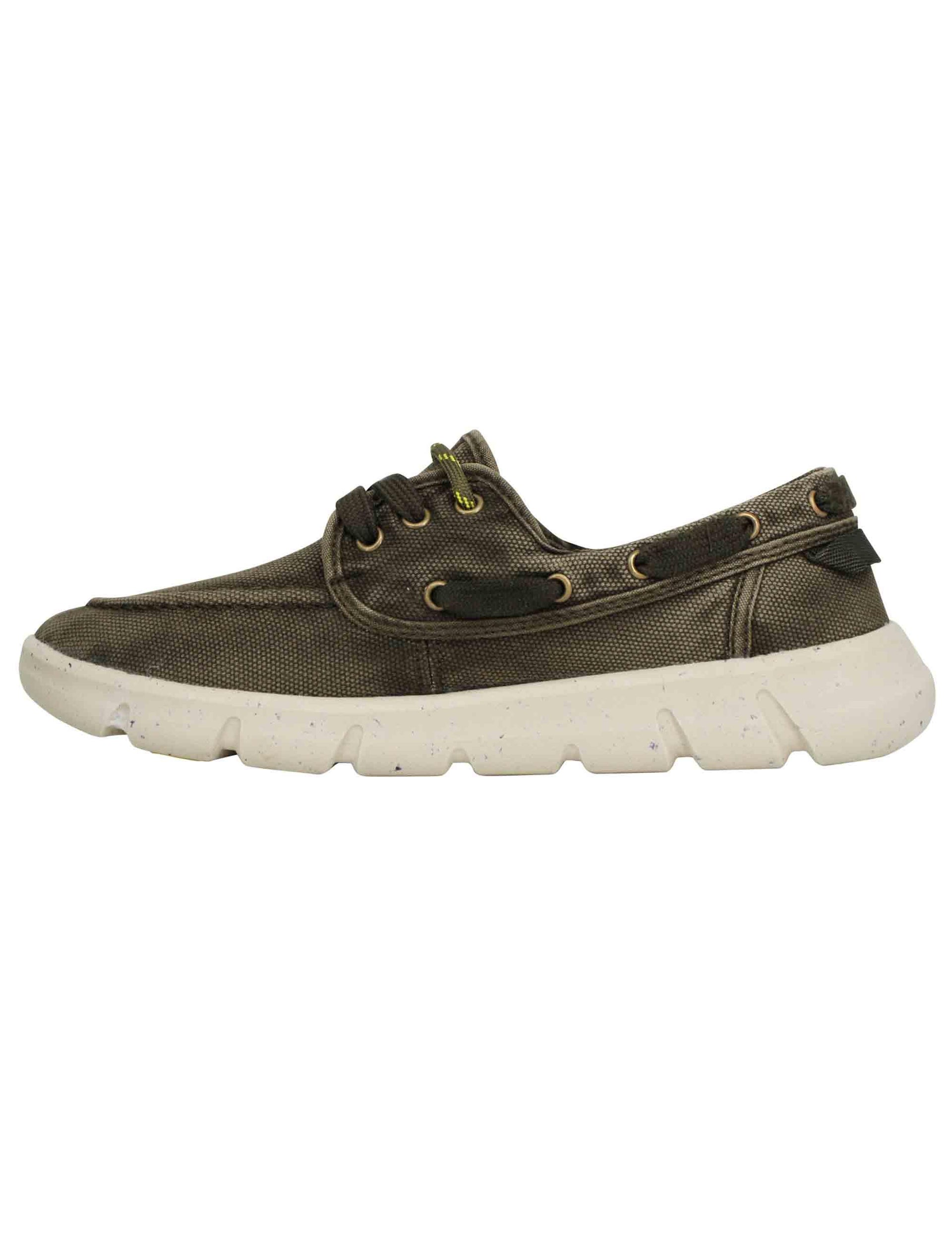 Stringate uomo tabasco boat in tessuto verde con suola ultra leggera JM41031A 020 Jeep 