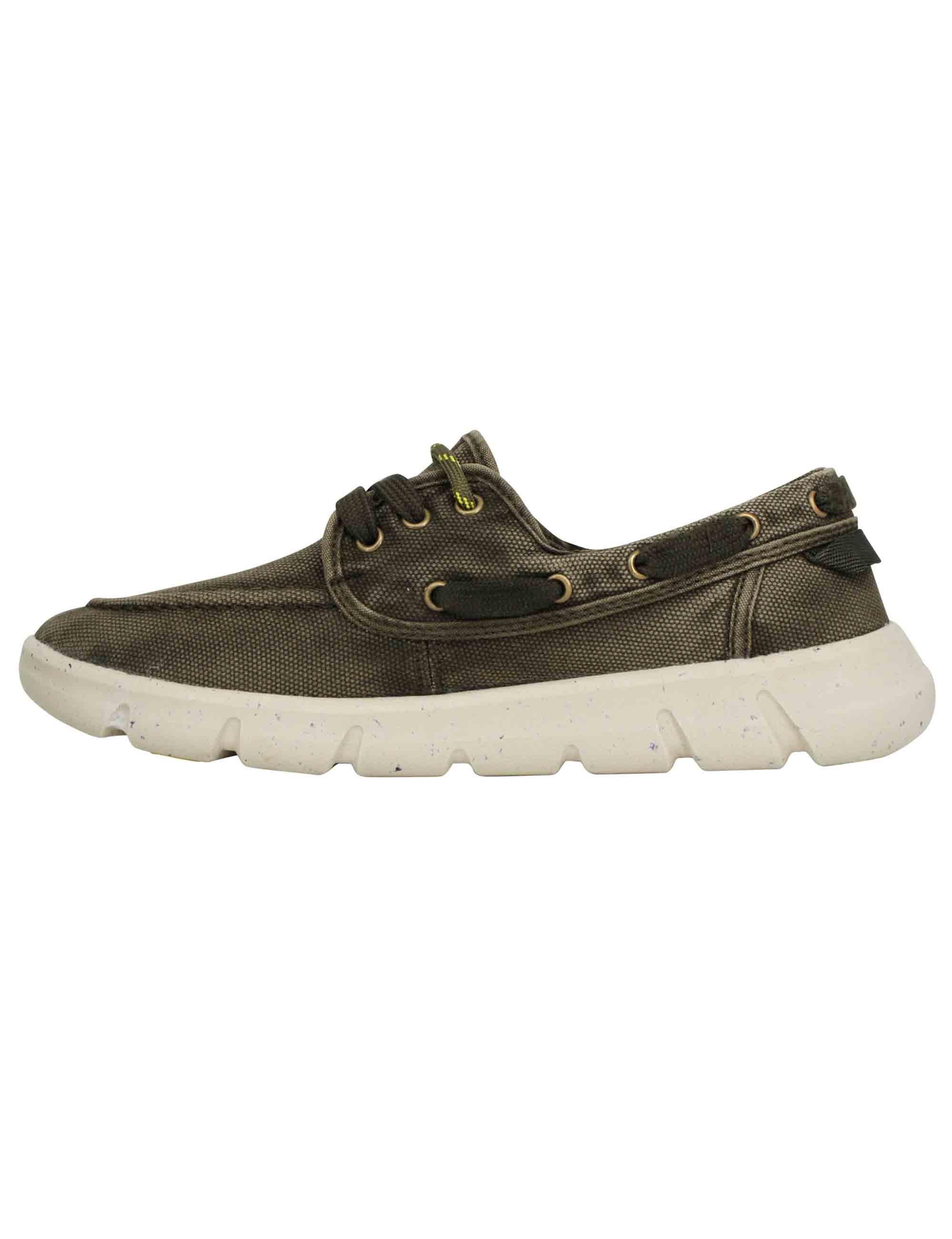 Stringate uomo tabasco boat in tessuto verde con suola ultra leggera JM41031A 020 Jeep 
