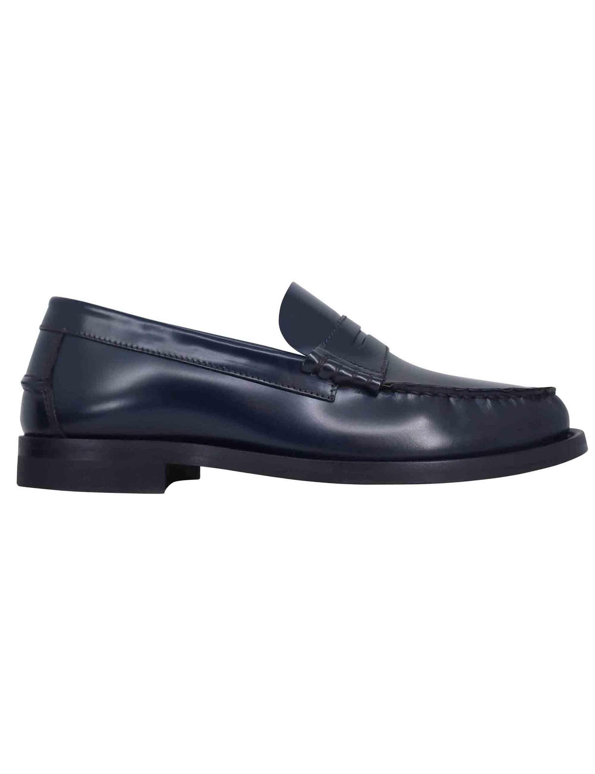 Mocassini uomo in pelle blu con suola in cuoio cucita 22881 VN6 002 Antica Cuoieria 