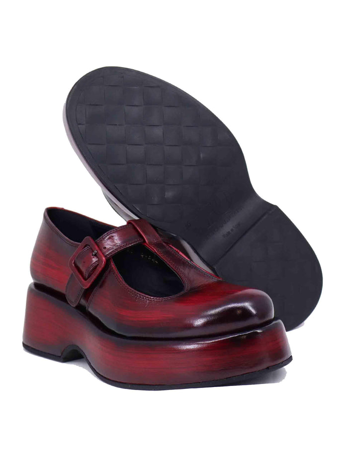 Mery Jane donna in pelle bordeaux con zeppa bassa 11025.003 262 Pons Quintana 