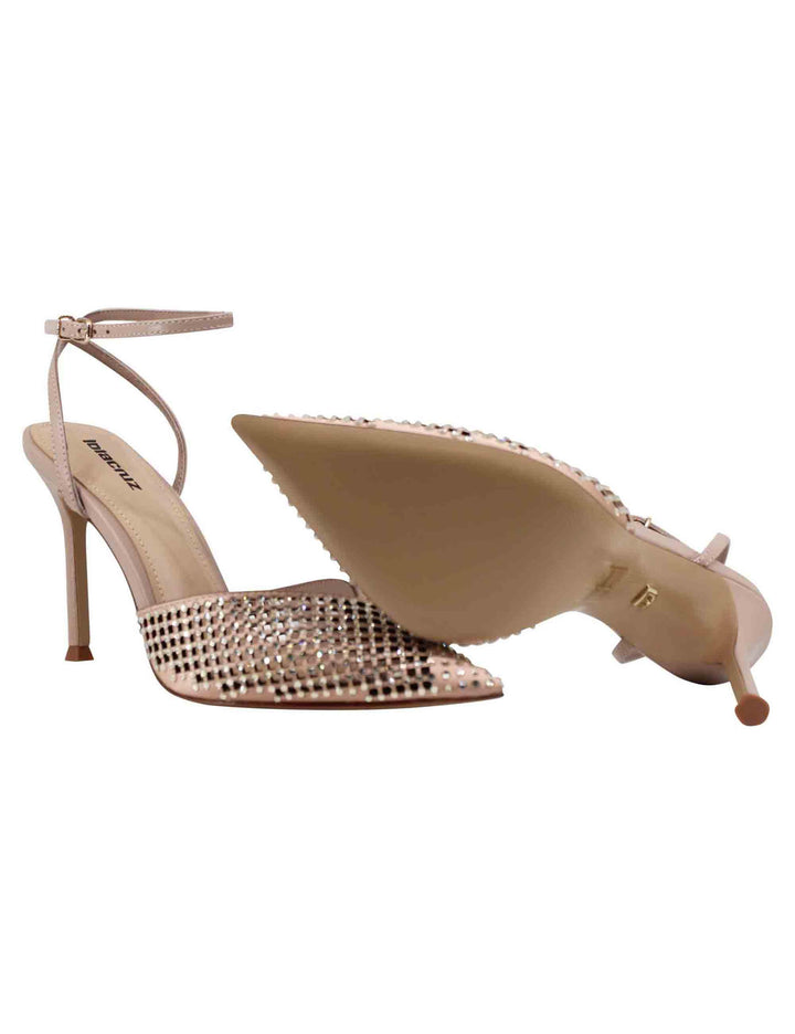 Sandali slingback donna in pelle nude con strass e tacco alto a spillo Naomi 174Z13BK 300 Lola Cruz 