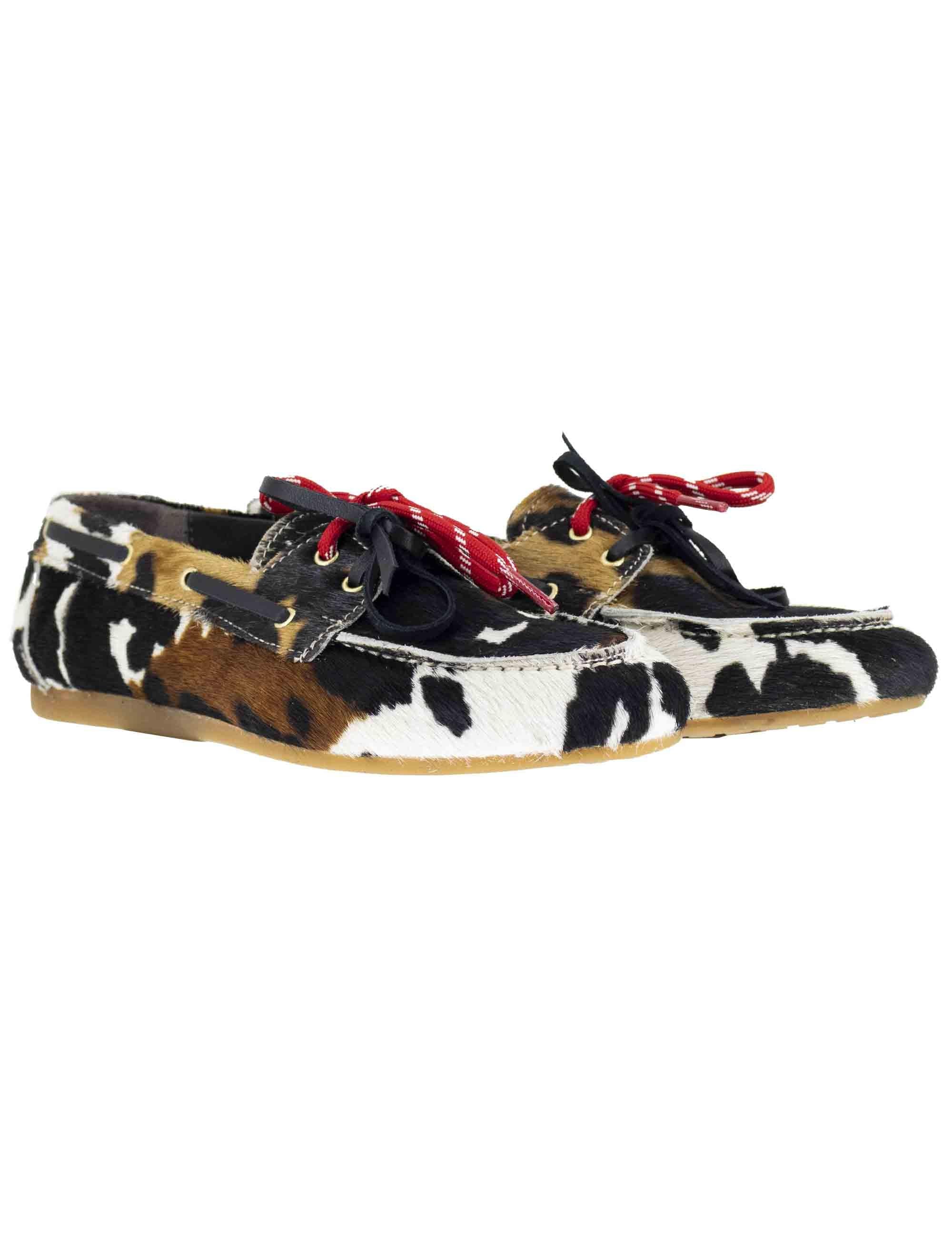 Mocassini donna in cavallino cuoio con suola in gomma bassa SP90 014 Spatarella 