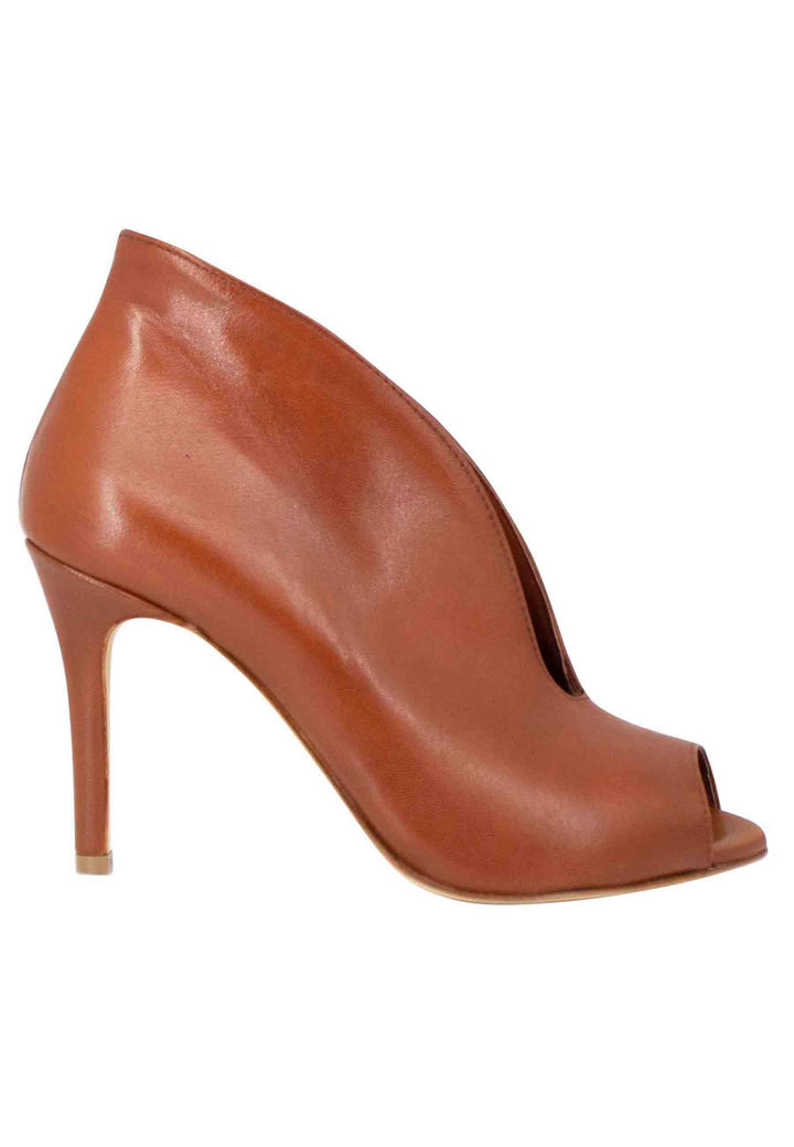 Stivaletti open toe donna in pelle cuoio tacco alto SP8004 014 L'Arianna 