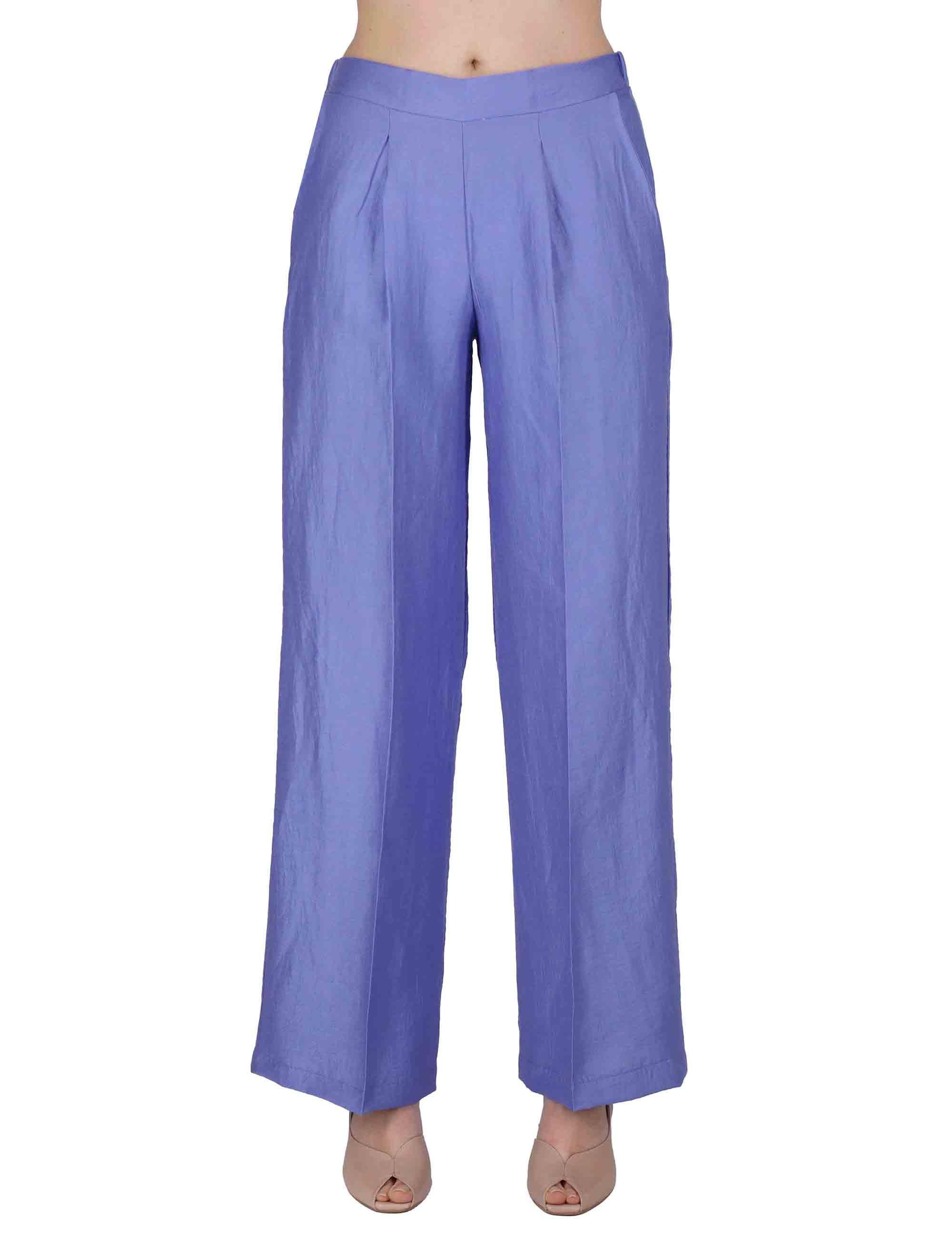 Pantaloni donna Elastic Waist Trousers in lino blu con elastico in vita JABPN0001-F1369-1254 6090 Justmine 