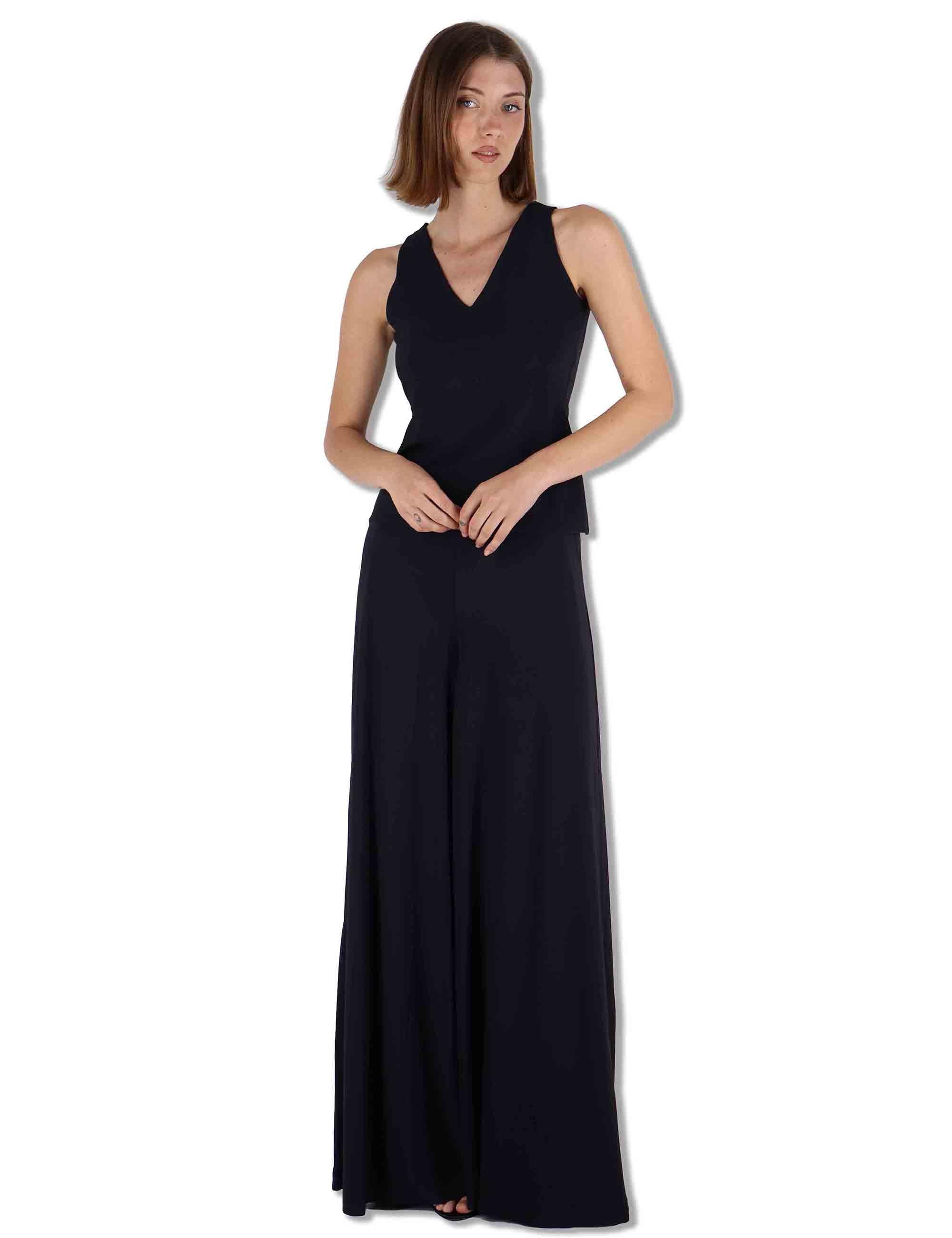 Top donna Soft Jersey in nero con scollo a V e giromaniche JP556470210 20000 Maliparmi 