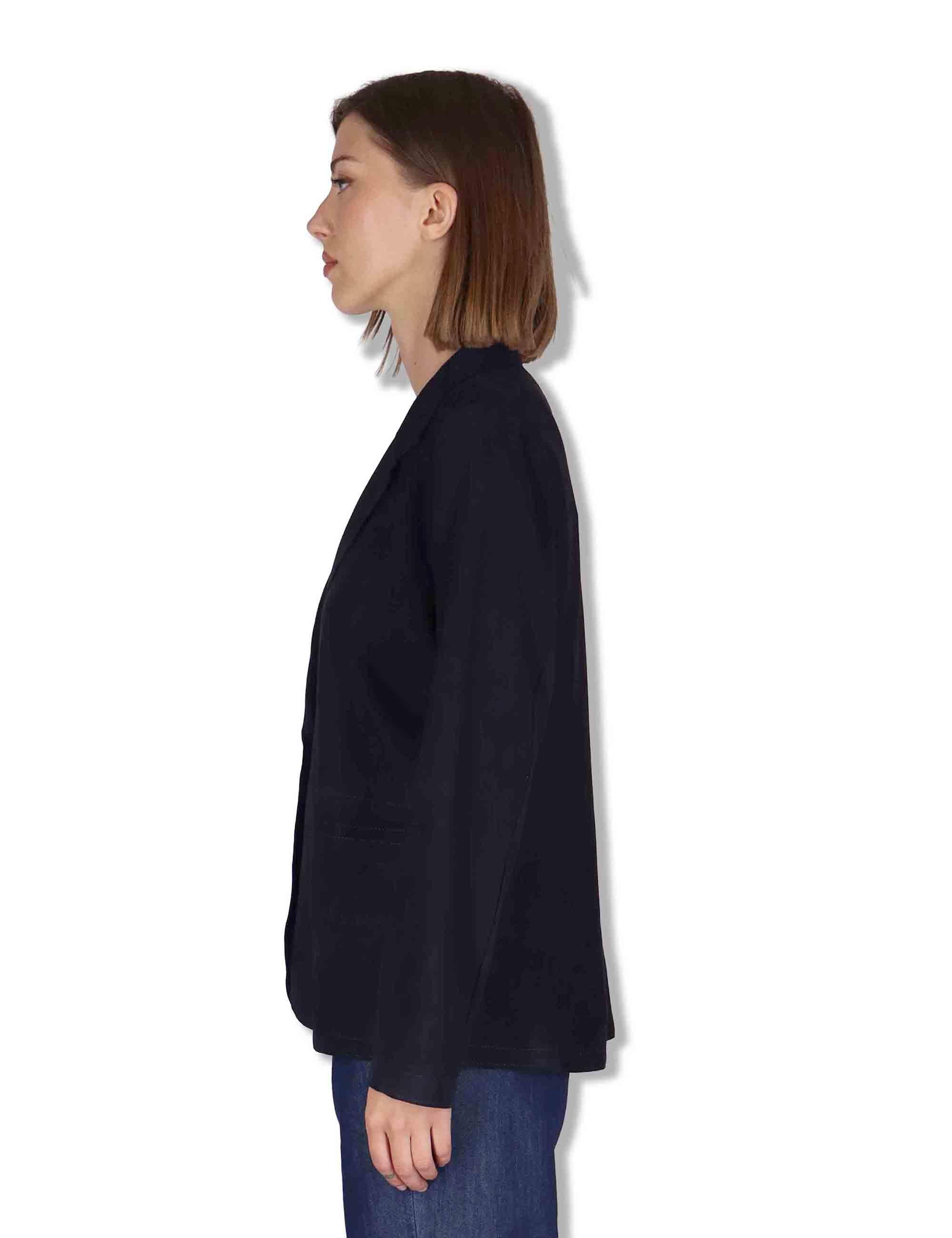 Giacche donna in camoscio blu un bottone SP2375 002 Spatarella 