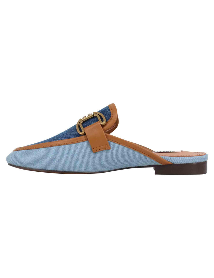Sabot donna in canvas blu con morsetto brunito e tacco basso Vela 580Z67VK 608 Bibi Lou 