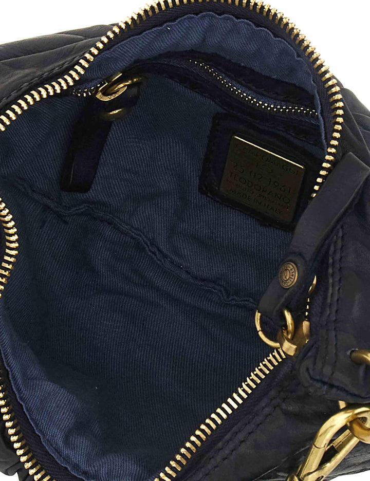 Borse donna Luna in pelle blu plissettata con tracolla monospalla C043780ND X2982 C3001 Campomaggi 