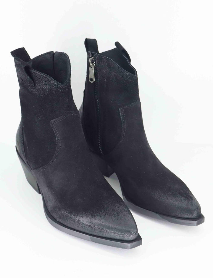 Stivaletti texani donna realizzati in crosta vintage nera e tacco messicano SPDX380 001 Spatarella 