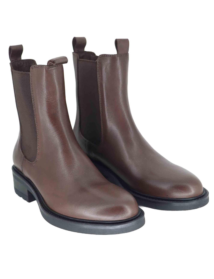 Stivaletti donna in pelle marrone con elastici laterali e tacco basso SP56209 014 Spatarella 