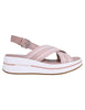 Sandali slingback donna in tessuto nude con zeppa in gomma Donna GLORY008 NUD003
