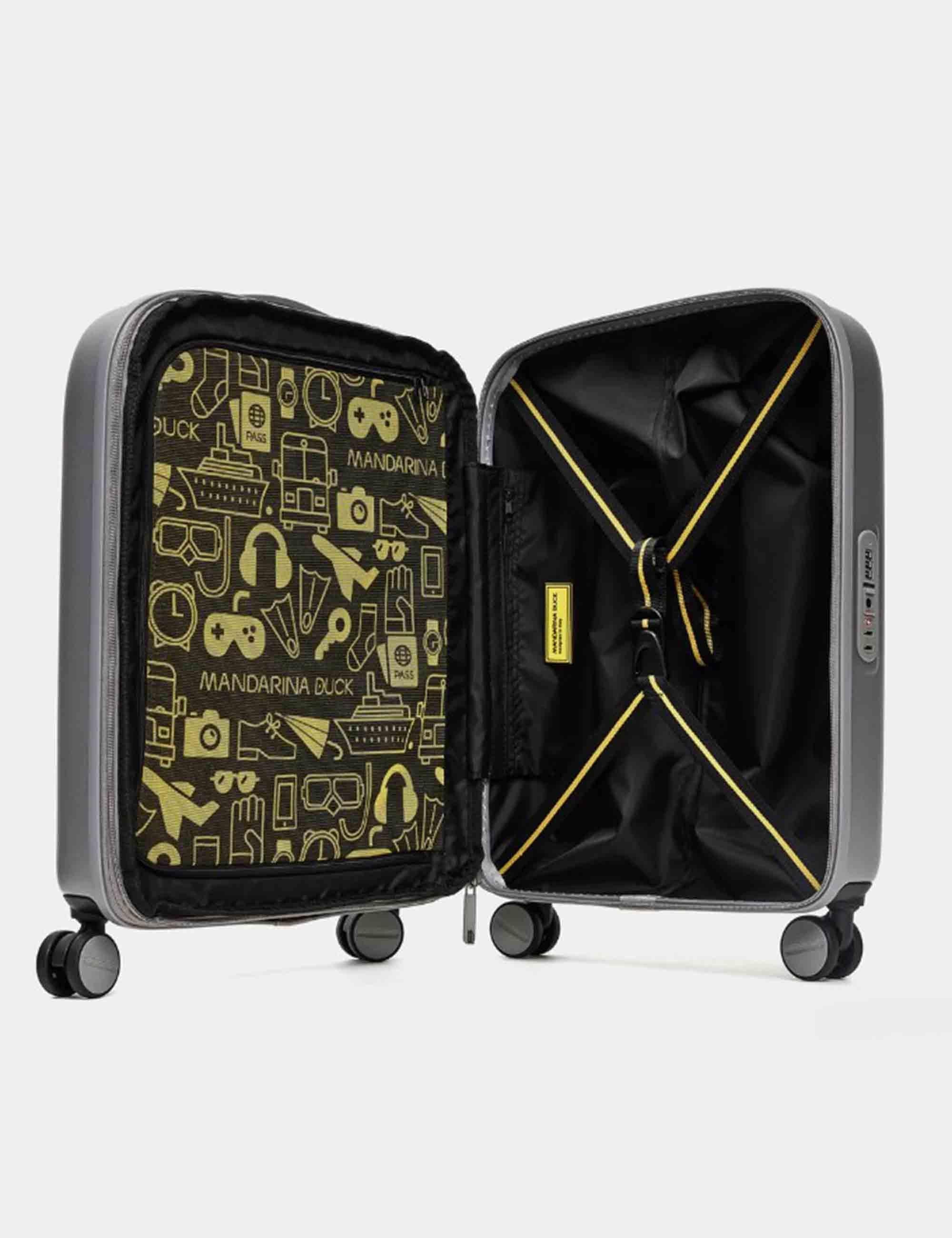 Trolley Logoduck Cabin in grigio 4 rotelle 55x40x20 cm P10OUV24 625 Mandarina Duck 