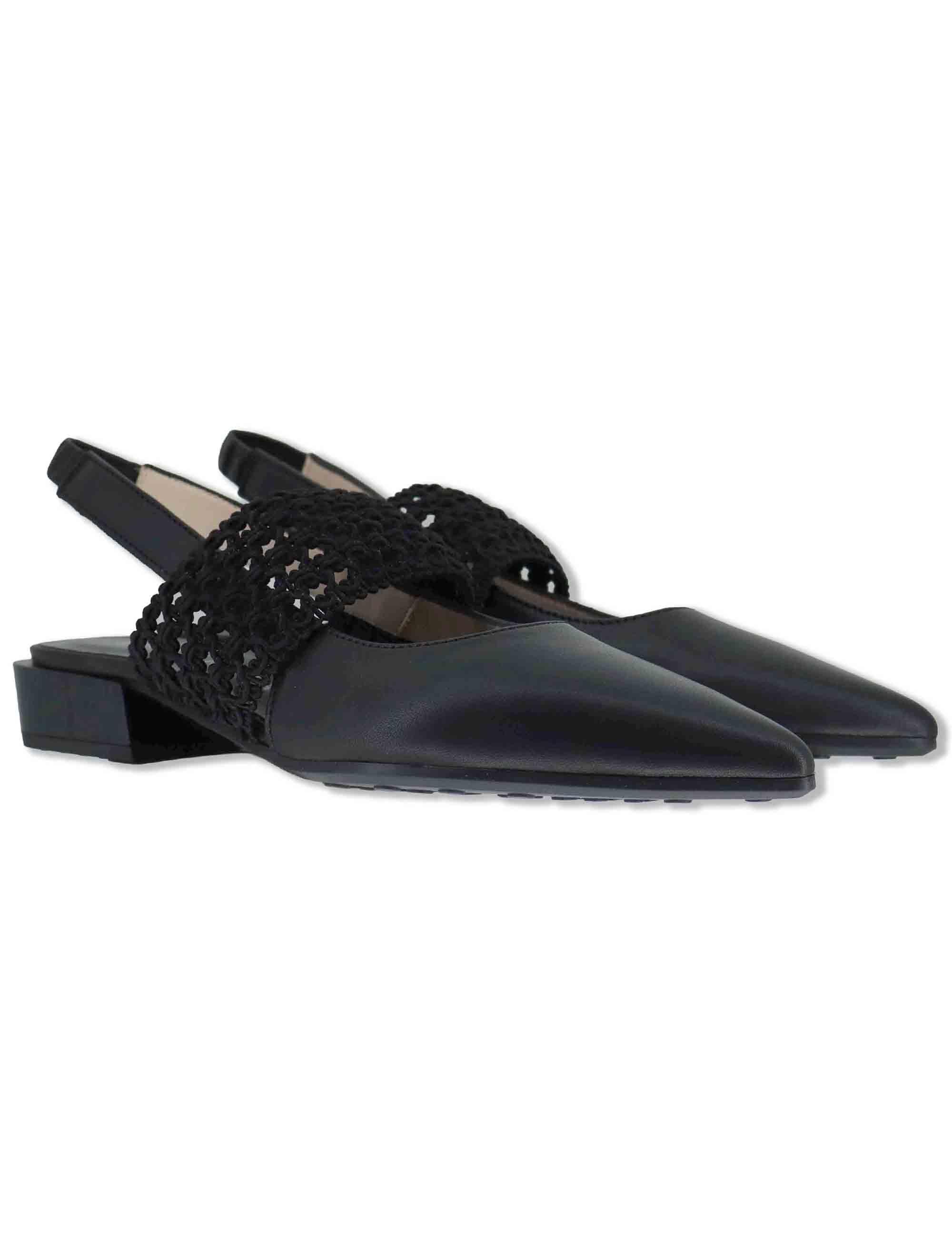 Decollete slingback donna in pelle nera con punta a punta e tacco basso HV264778 BLACK Hispanitas 