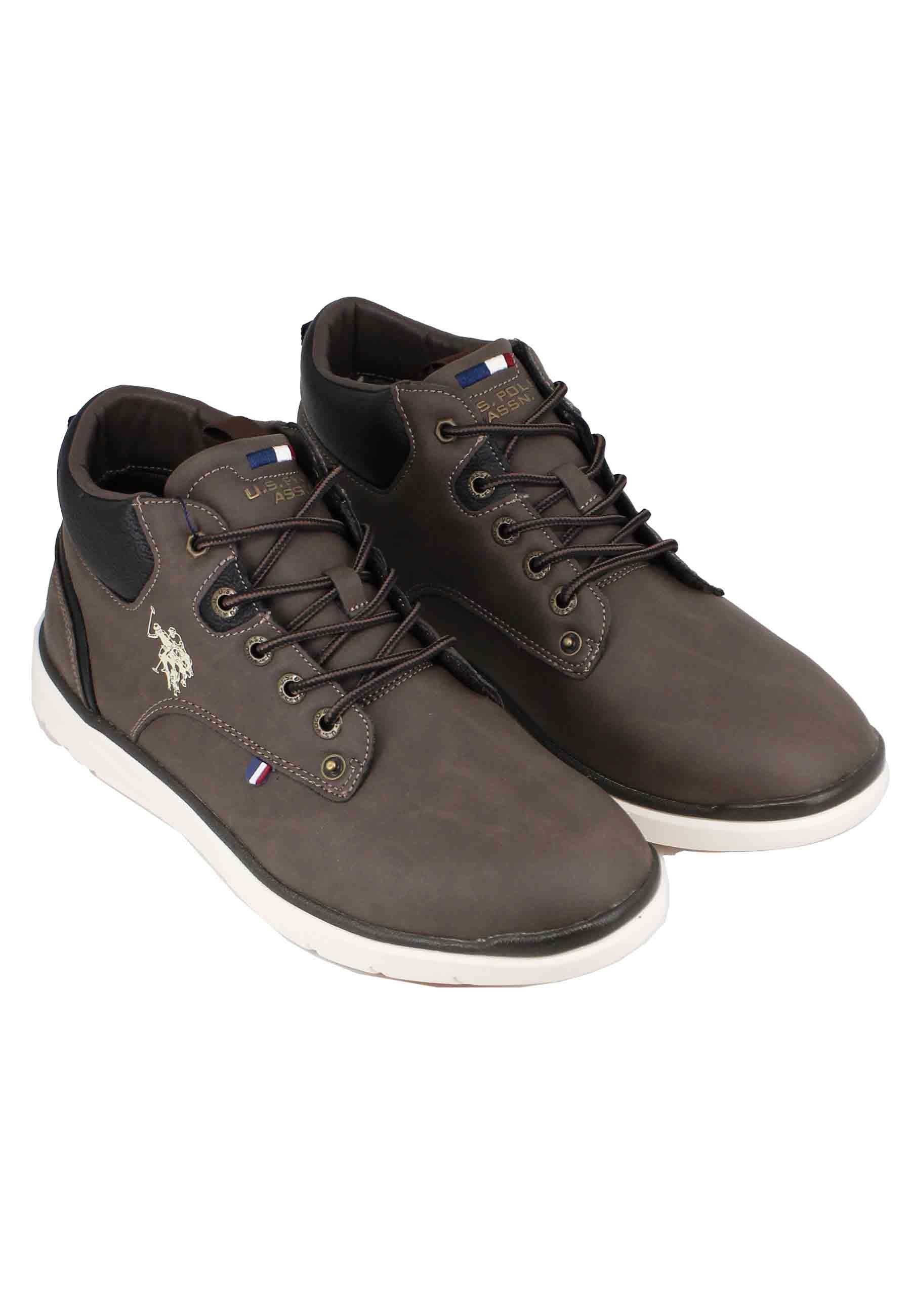 Stivaletti uomo in eco pelle marrone con suola in gomma YGOR004A DBR003 U.S. Polo Assn. 