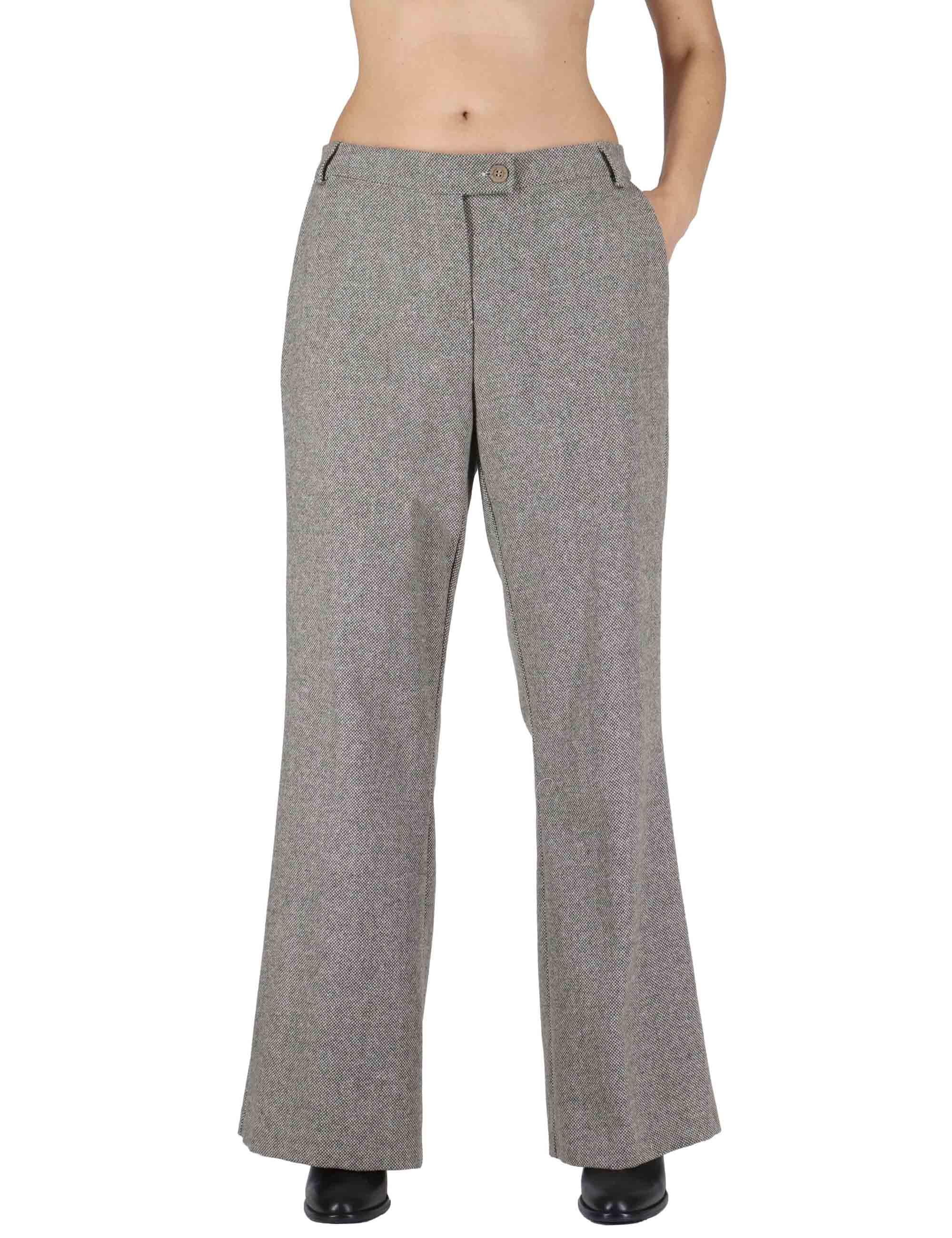 Pantaloni donna in misto lana grigia taglio maschile JABPN0025-F1417 7020 Justmine 