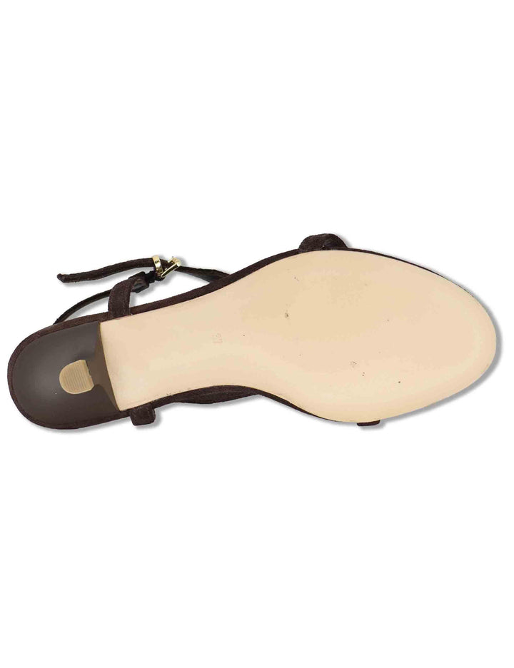 Sandali donna slingback in camoscio marrone con tacco basso SP261653 029 Spatarella 