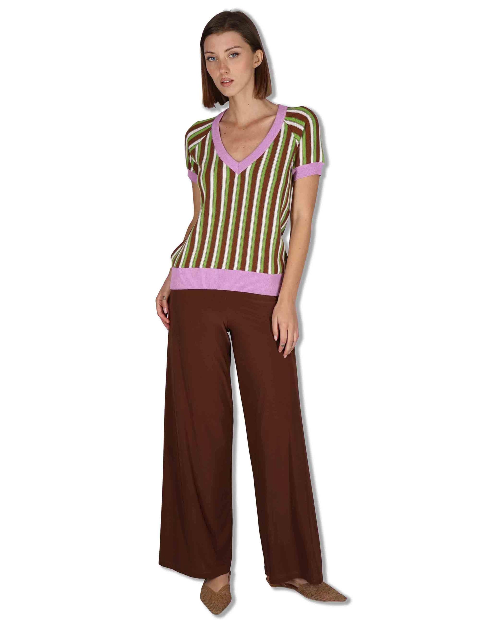 GIlet donna Vest Jacquard in misto cotone beige con scollo a V JABKN0001-G085-1236 3110 Justmine 