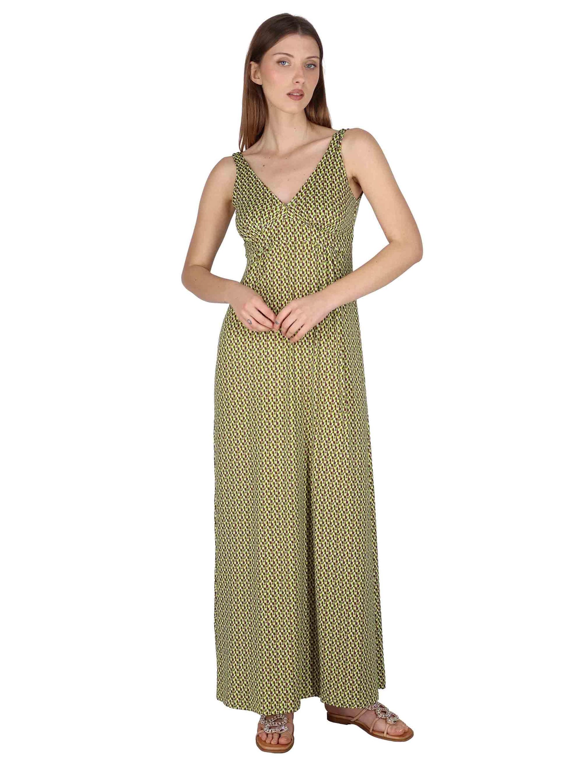 Abiti lunghi Empire donna in jersey verde con fantasia optical JFAAB0001-E2769-1245 7046 Justmine 