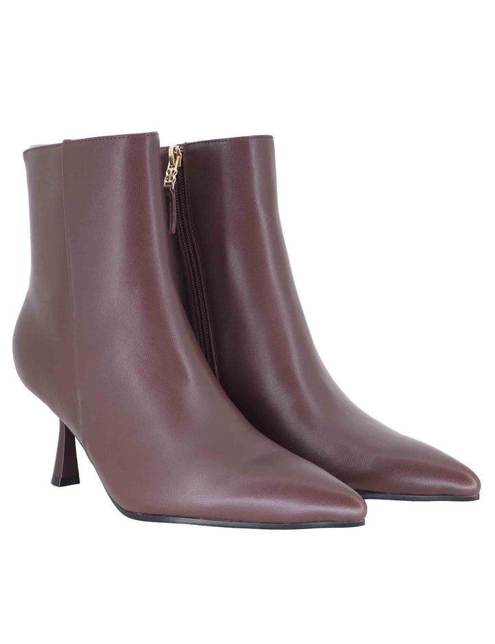 Stivaletti donna in pelle bordeaux con tacco alto e punta a punta 502T10VK 40 Bibi Lou 