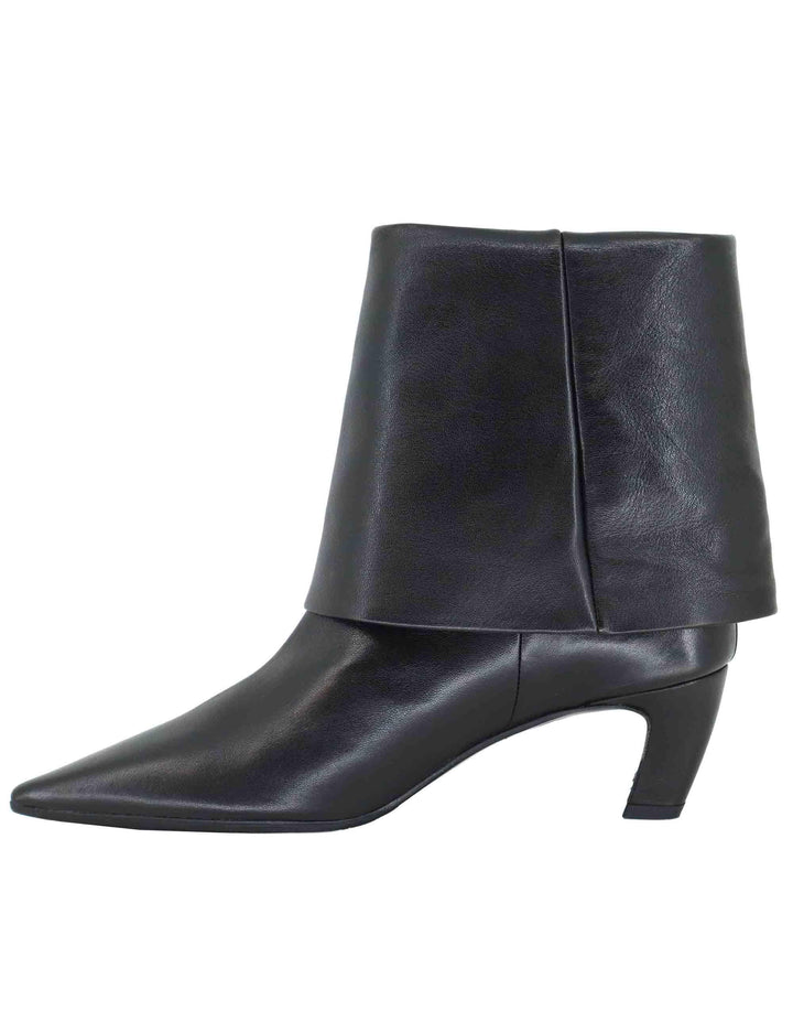 Stivaletti donna in pelle nera con ghetta e cinturino C462B 001 Les Venues 