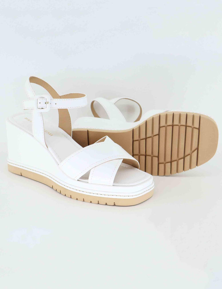Sandali donna in pelle bianca con zeppa alta BL5302X 100 Bruno Premi 