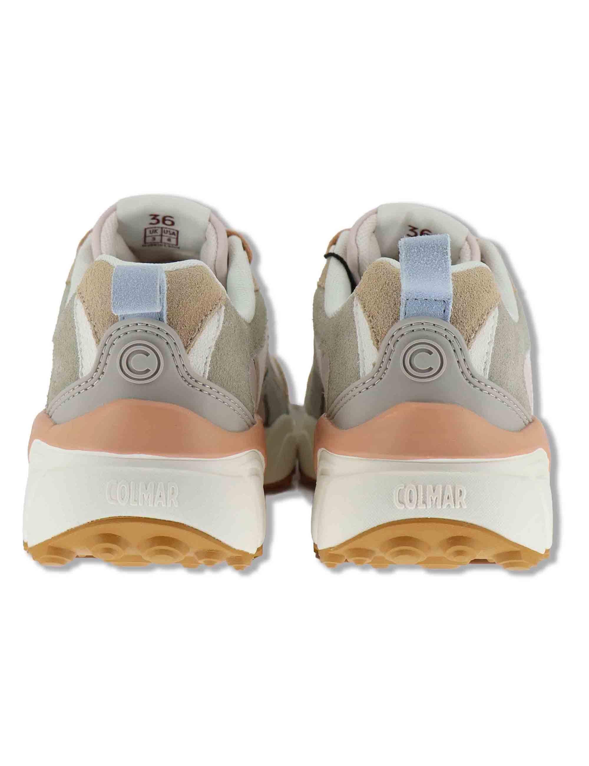 Sneakers donna in pelle e tessuto rosa con suola alta GARNER 072 Colmar 