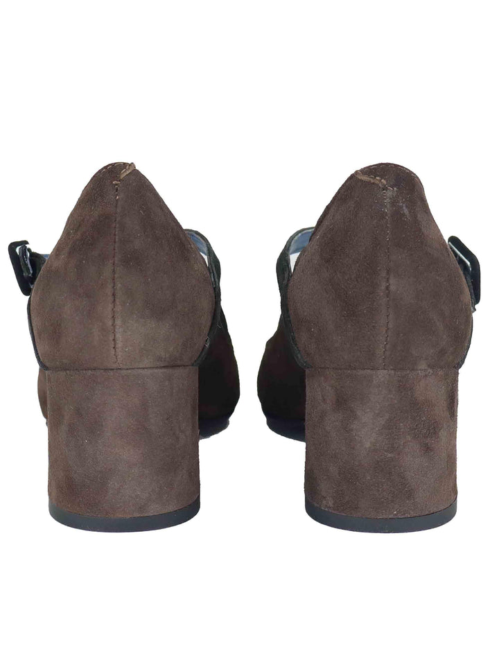 Decollete Mary Jane in camoscio marrone con cinturino SP2350 014 Spatarella 