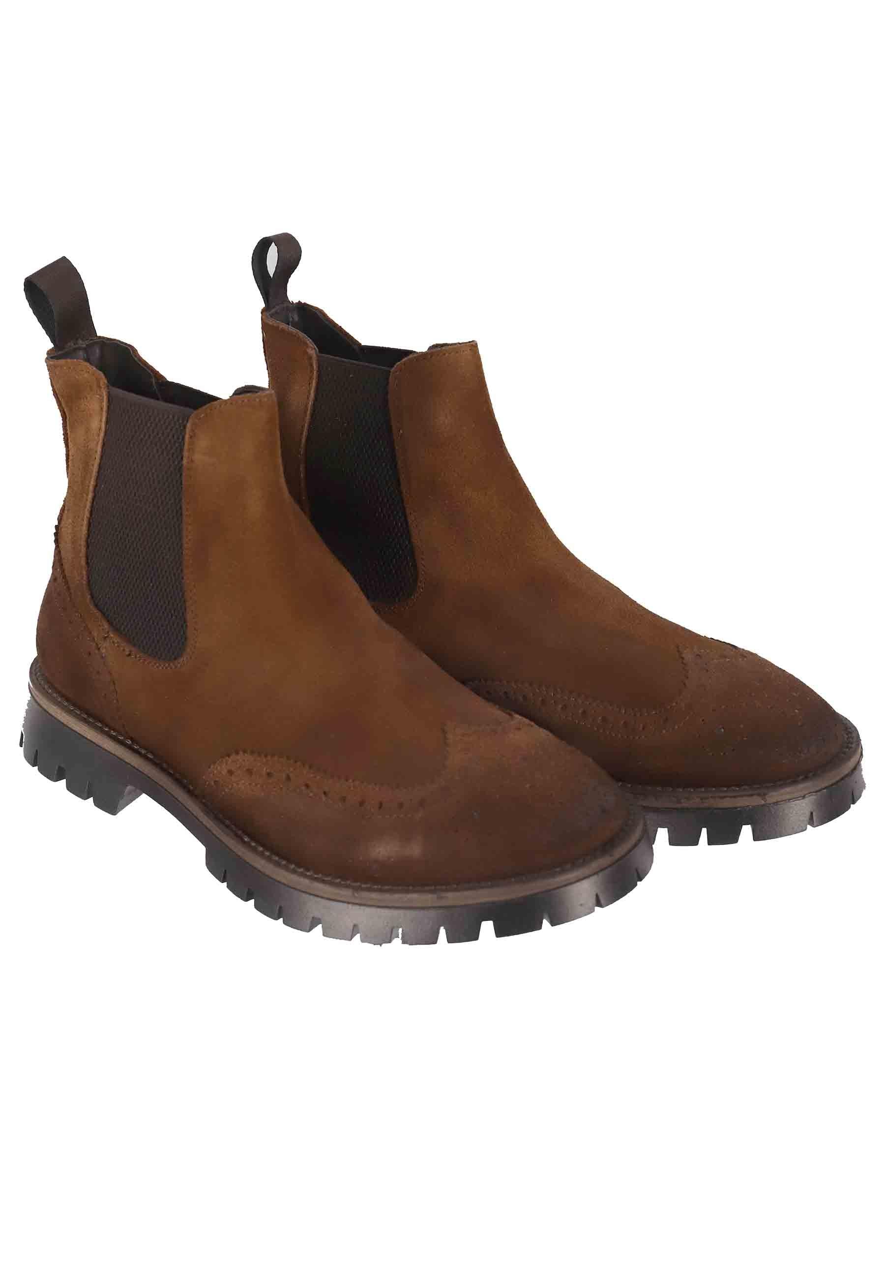 Stivaletti uomo in camoscio cuoio con impunture e suola carrarmato SP3001 034 Spatarella 