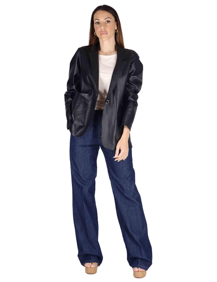 Giacche over donna in pelle nera SP2375 0001 Spatarella 