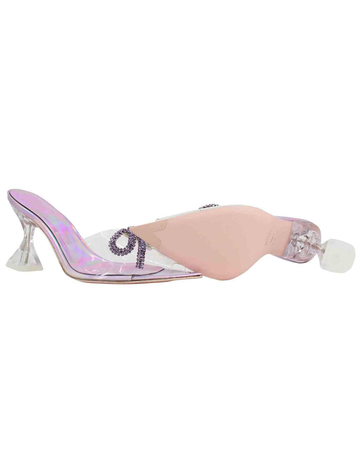 Sandali donna in plexy trasparente con fiocco in strass lilla 7052 050 Ras 