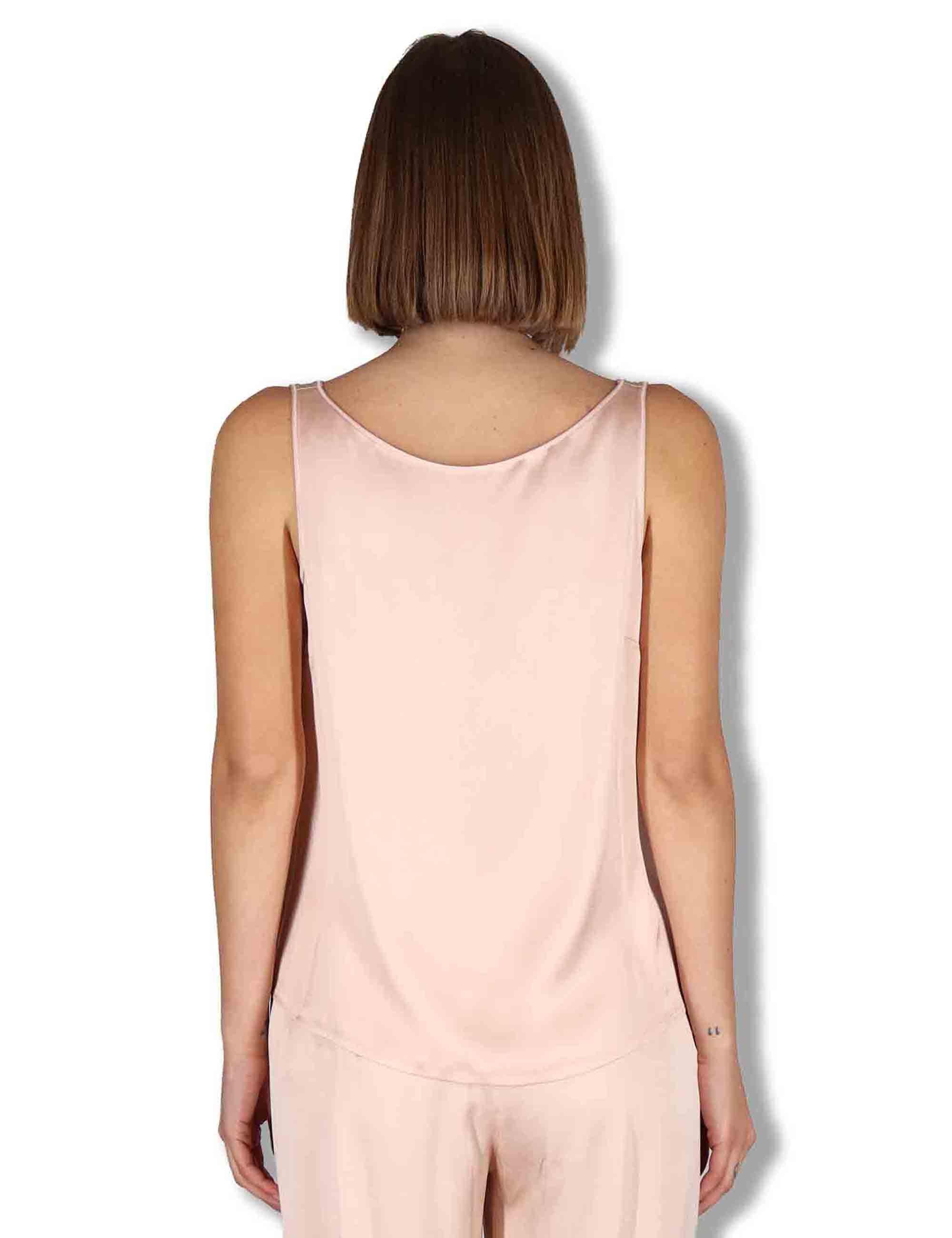 Top donna Shiny Cady in satin rosa svasato con scollo posteriore JP556950631 32001 Maliparmi 