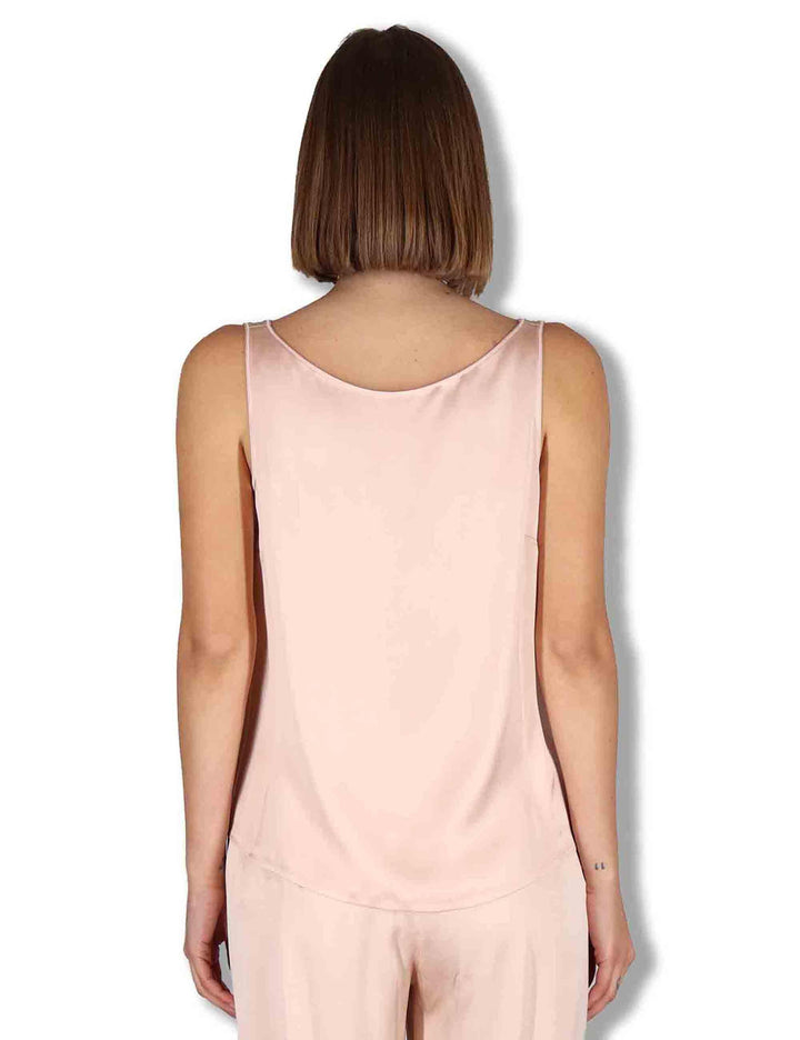 Top donna Shiny Cady in satin rosa svasato con scollo posteriore JP556950631 32001 Maliparmi 