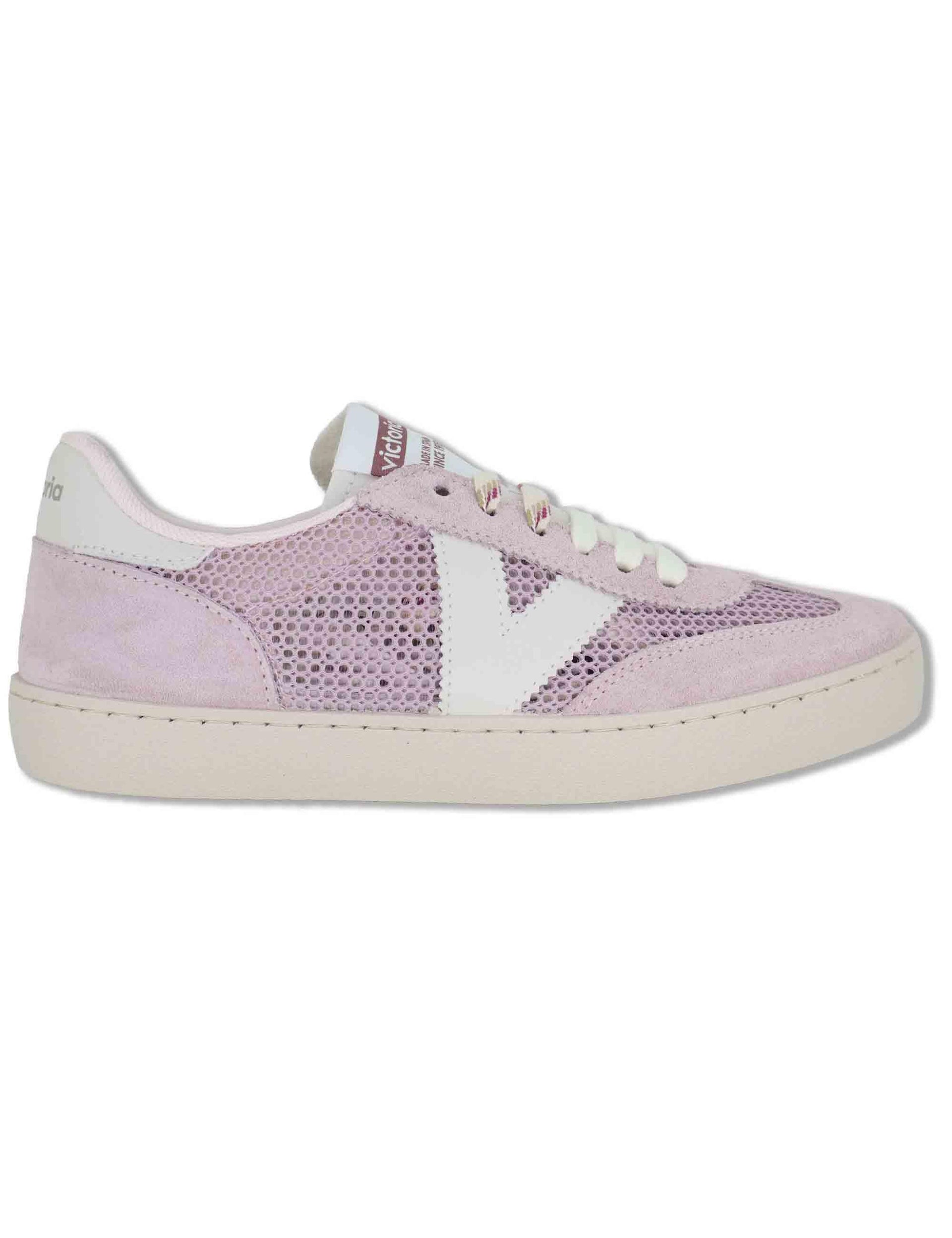 Sneakers donna Berlin in pelle e tessuto forato lilla 1126231 94_Malva Victoria 