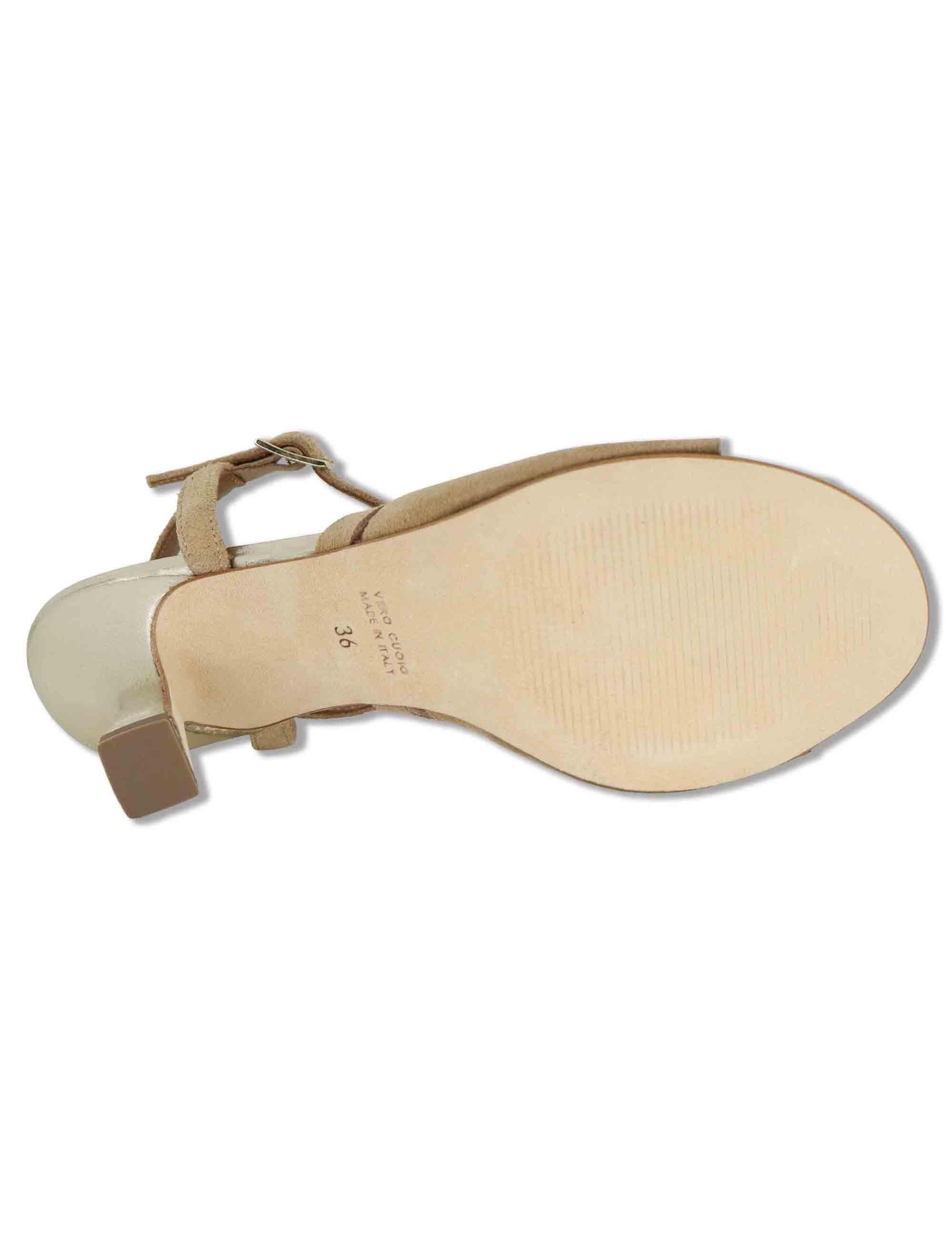 Sandali donna in camoscio beige con tacco alto e cinturino regolabile alla caviglia 1033 018 Tattoo 