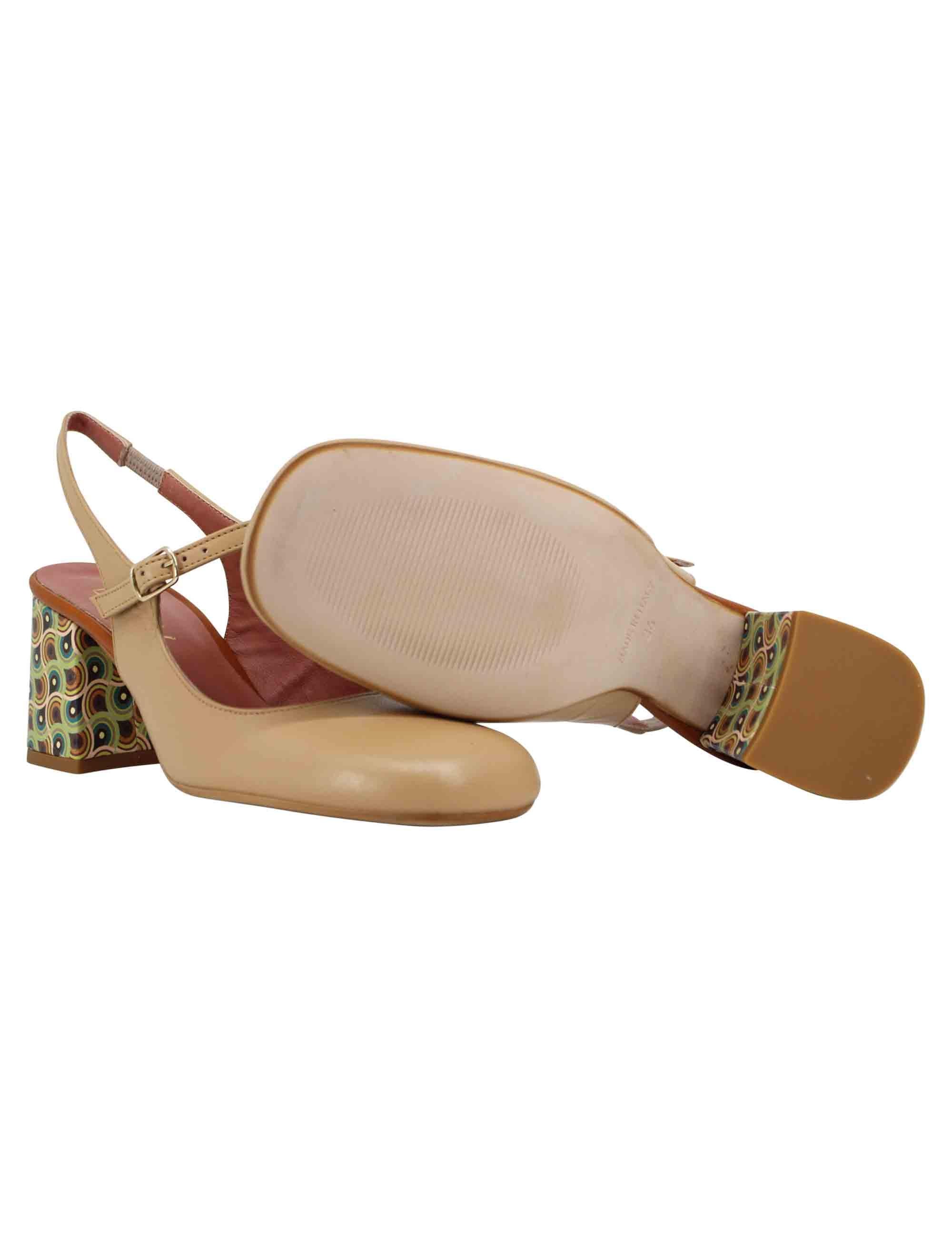 Decollete sligback donna in pelle beige con punta tonda 5118 040 Les Venues 