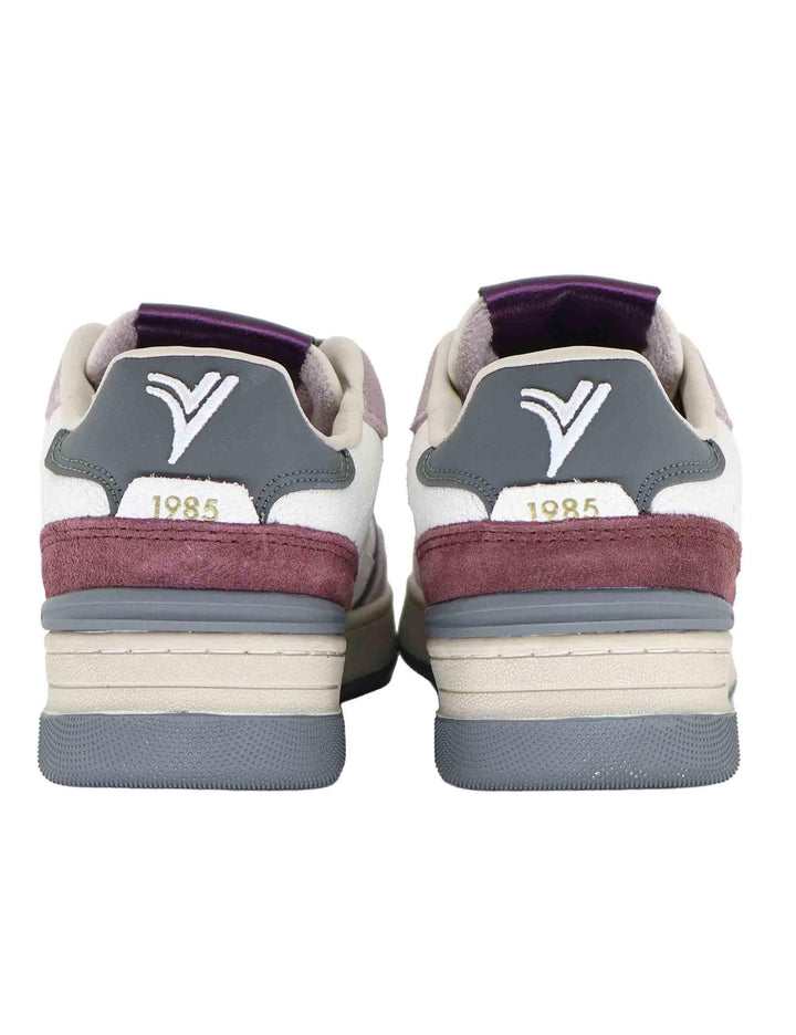 Sneakers donna in pelle bianca e camoscio rosa 8800125 Rosa Victoria 