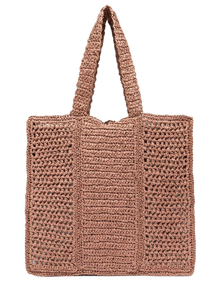 Borse Shopper donna Nefili in paglia cipria con manico e chiusura in pelle BS11955 COMM STR-CRCH 7752 Gianni Chiarini 