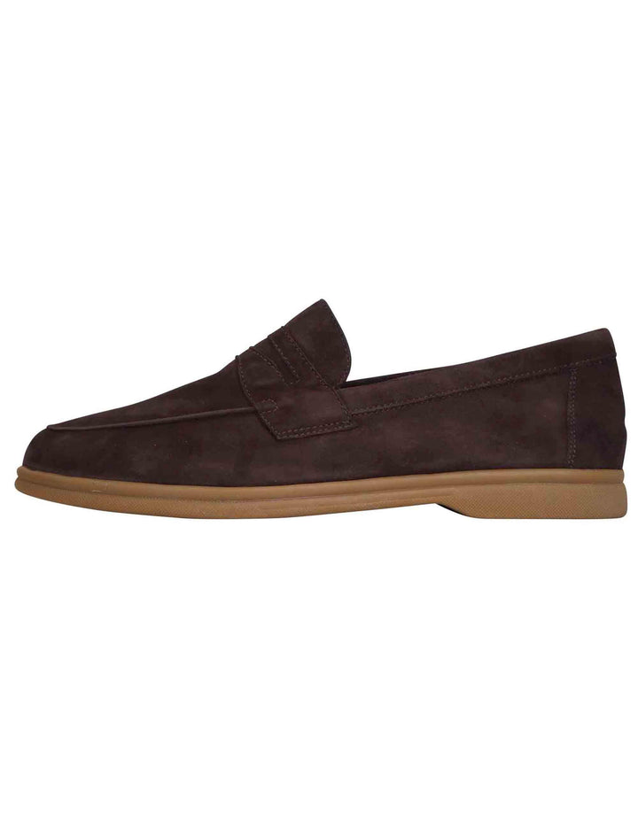 Mocassini uomo in camoscio testa di moro con suola in gomma leggera 22847 VG7 014 Antica Cuoieria 