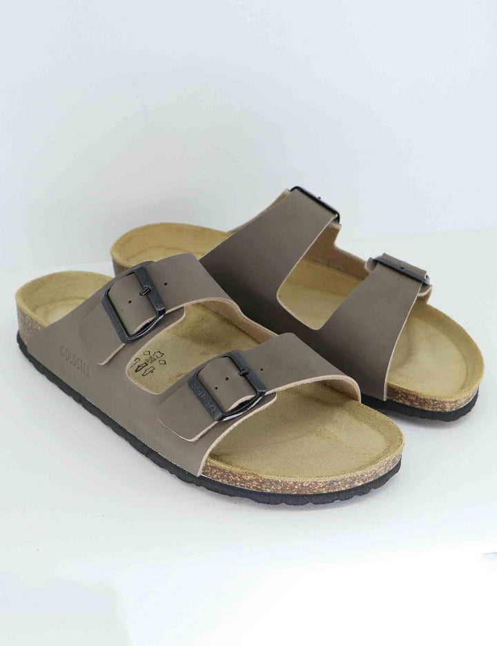 Sandali uomo in pelle taupe con doppia fibbia GS823 032 Gold Star 
