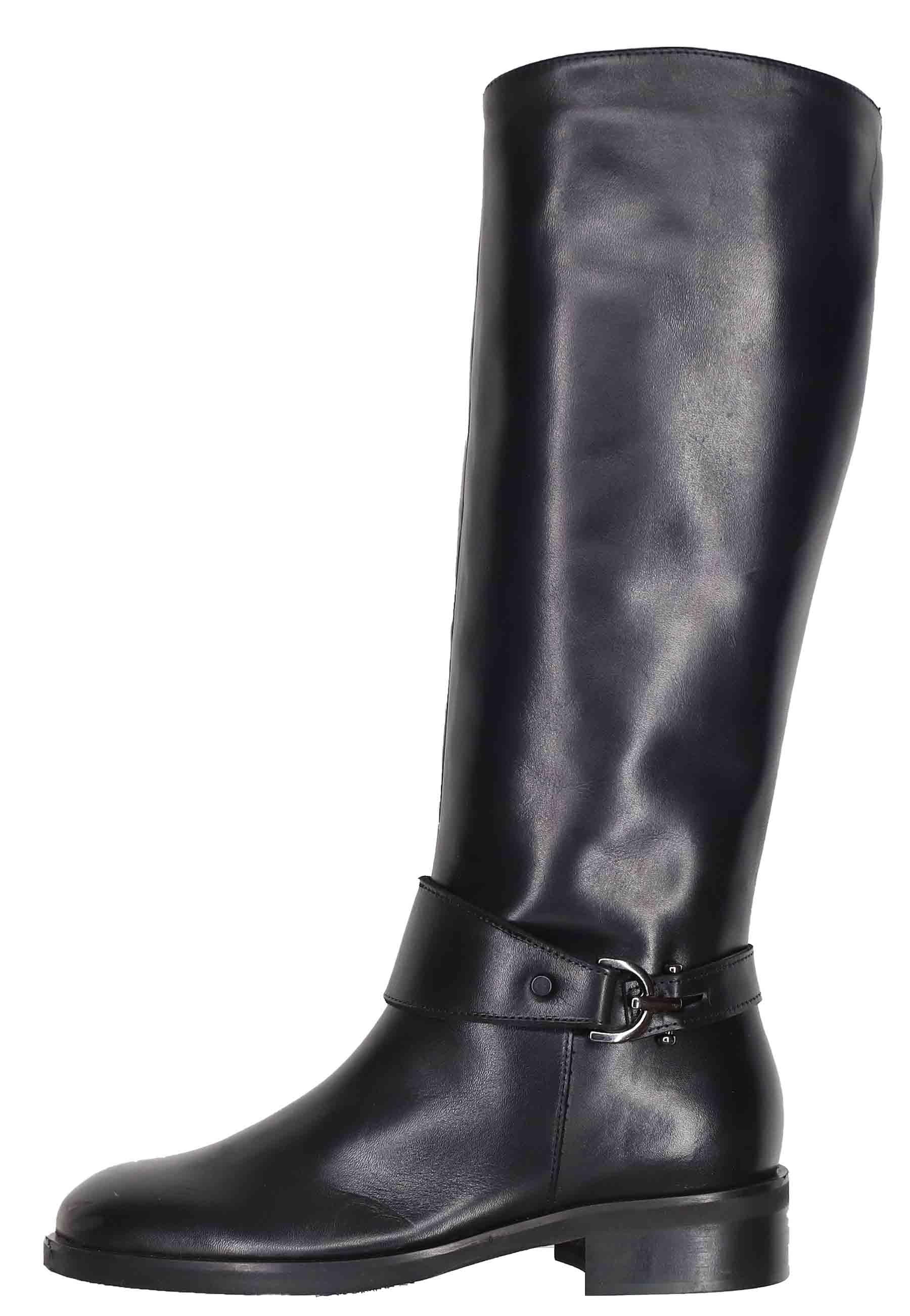 Stivali donna in pelle nera con fibbia tacco basso SPR17 001 Spatarella 