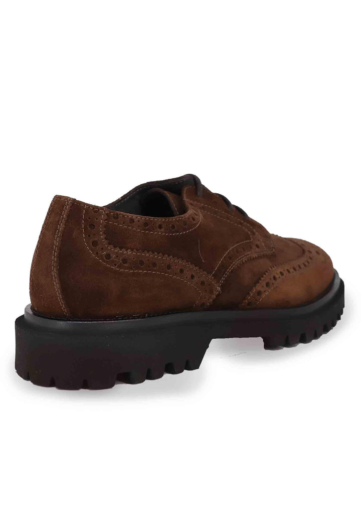 Stringate uomo in camoscio testa di moro con suola carrarmato e impunture 22755-C-VL7 061 Antica Cuoieria 