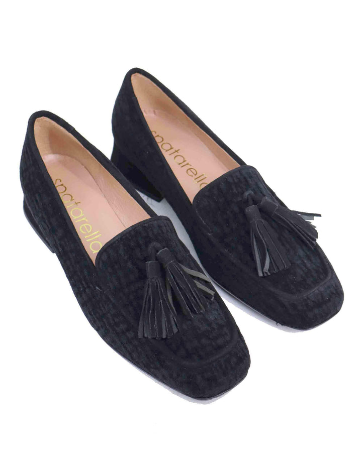 Mocassini donna in camoscio nero con nappine SPK2603-422 001 Spatarella 