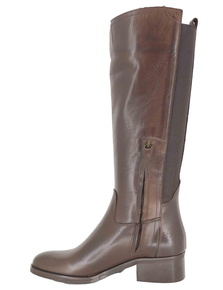 Stivali donna in pelle marrone con tacco basso e fascia elastica posteriore SPST514 014 Spatarella 